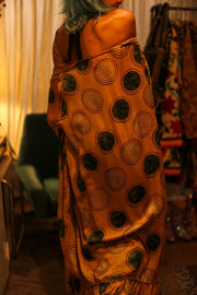 XL WING SILK KIMONO PINA YELLOW CIRLCE - sustainably made MOMO NEW YORK sustainable clothing, bestseller slow fashion