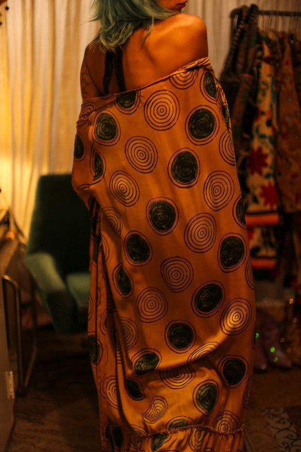 XL WING SILK KIMONO PINA YELLOW CIRLCE - sustainably made MOMO NEW YORK sustainable clothing, bestseller slow fashion