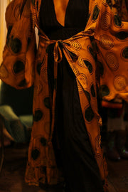 XL WING SILK KIMONO PINA YELLOW CIRLCE - sustainably made MOMO NEW YORK sustainable clothing, bestseller slow fashion