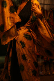 XL WING SILK KIMONO PINA YELLOW CIRLCE - sustainably made MOMO NEW YORK sustainable clothing, bestseller slow fashion
