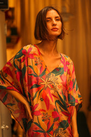 YAYA SILK KAFTAN COLORFUL FOREST - sustainably made MOMO NEW YORK sustainable clothing, dresskaftan slow fashion