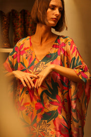 YAYA SILK KAFTAN COLORFUL FOREST - sustainably made MOMO NEW YORK sustainable clothing, dresskaftan slow fashion