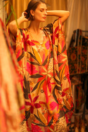 YAYA SILK KAFTAN IN JUNGLE - sustainably made MOMO NEW YORK sustainable clothing, dresskaftan slow fashion