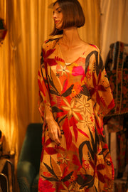 YAYA SILK KAFTAN IN JUNGLE - sustainably made MOMO NEW YORK sustainable clothing, dresskaftan slow fashion