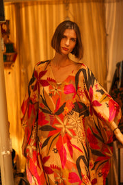 YAYA SILK KAFTAN IN JUNGLE - sustainably made MOMO NEW YORK sustainable clothing, dresskaftan slow fashion