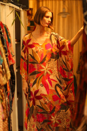 YAYA SILK KAFTAN IN JUNGLE - sustainably made MOMO NEW YORK sustainable clothing, dresskaftan slow fashion