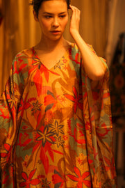 YAYA SILK KAFTAN LIGHT COLORFUL JUNGLE - sustainably made MOMO NEW YORK sustainable clothing, dresskaftan slow fashion