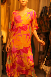 YAYA SILK KAFTAN SUNSET - sustainably made MOMO NEW YORK sustainable clothing, dresskaftan slow fashion