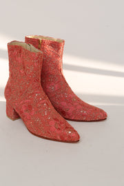 YOANNA SALMON EMBELLISHED ANKLE BOOTS - sustainably made MOMO NEW YORK sustainable clothing, ankle boots slow fashion