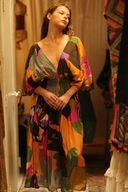 ZURI SILK DRESS CARNIVAL - sustainably made MOMO NEW YORK sustainable clothing, Boho Chic Dress slow fashion
