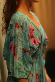 ZURI SILK DRESS LAKE BLUE - sustainably made MOMO NEW YORK sustainable clothing, Boho Chic Dress slow fashion