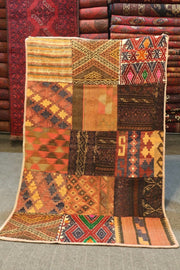 5 x 3 Ft.PATCH RUG,Hand made Afghan Patch Work Rug, Vintage Patch work Rug, Muted colored Patch Rug, Fashionable Floor rug,kilim - sustainably made MOMO NEW YORK sustainable clothing, rug slow fashion