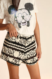 BLACK WHITE FLOWER EMBROIDERED SHORTS SHERARO - sustainably made MOMO NEW YORK sustainable clothing, skirtandshorts slow fashion