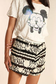 BLACK WHITE FLOWER EMBROIDERED SHORTS SHERARO - sustainably made MOMO NEW YORK sustainable clothing, skirtandshorts slow fashion