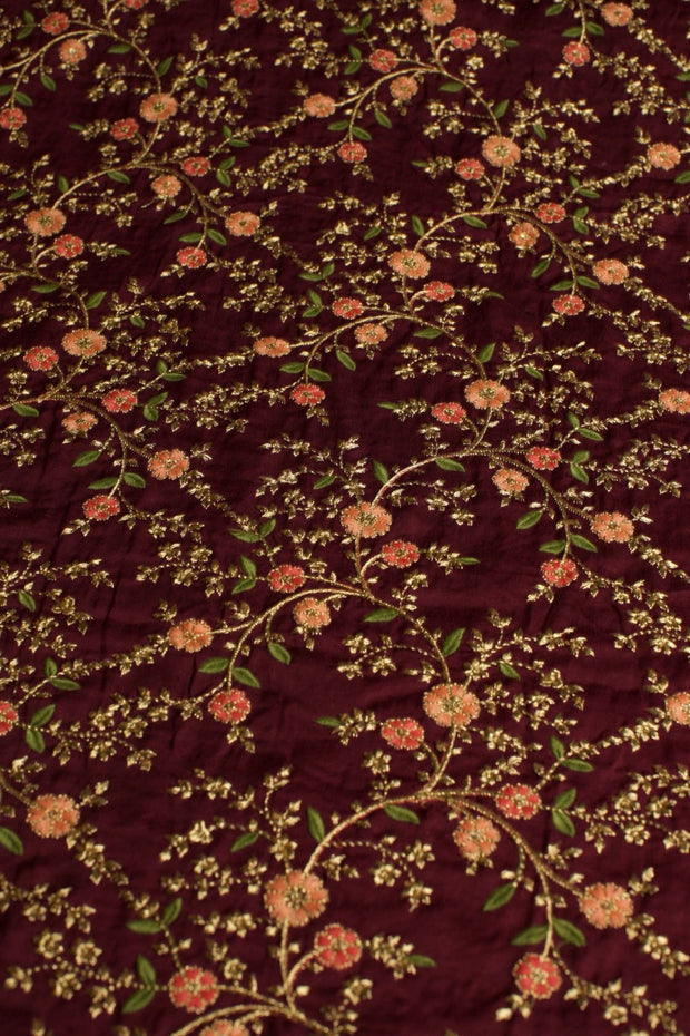 BURGUNDY EMBROIDERED SIIK B32-55 - sustainably made MOMO NEW YORK sustainable clothing, fabric slow fashion