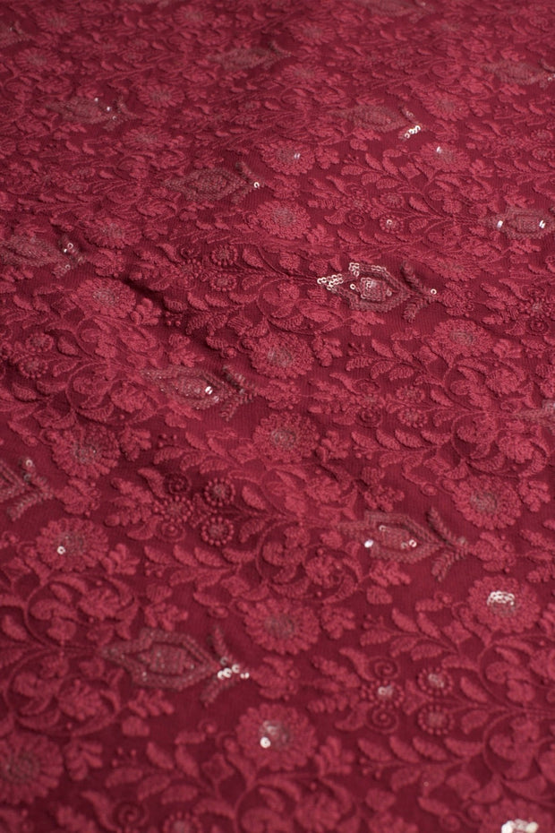 BURGUNDY EMBROIDERED VELVET B32-47 - sustainably made MOMO NEW YORK sustainable clothing, slow fashion