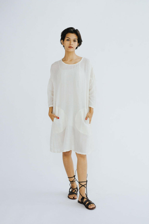 COTTON DRESS STELLA - sustainably made MOMO NEW YORK sustainable clothing, kaftan slow fashion