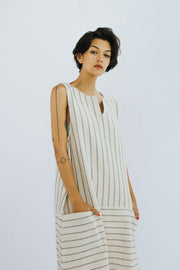 COTTON LINEN DRESS ABBY - sustainably made MOMO NEW YORK sustainable clothing, kaftan slow fashion
