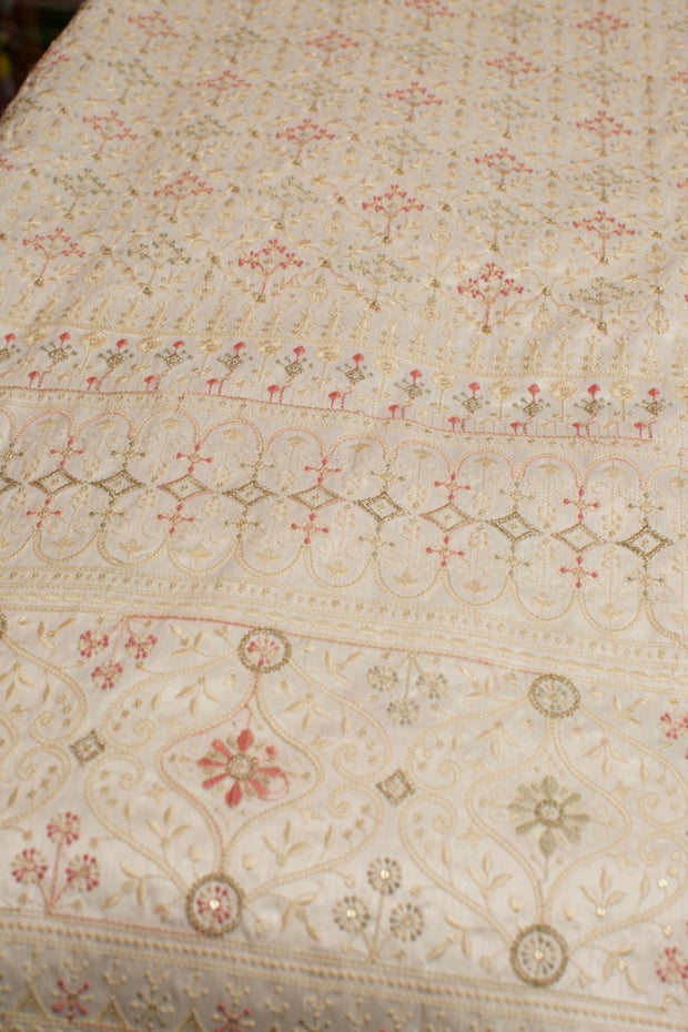 CREAM EMBROIDERED SILK B32-20 - sustainably made MOMO NEW YORK sustainable clothing, fabric slow fashion