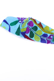 EMBROIDERED PATCHWORK FACE MASK GIVA (TURQUOISE) - sustainably made MOMO NEW YORK sustainable clothing, offerfm slow fashion