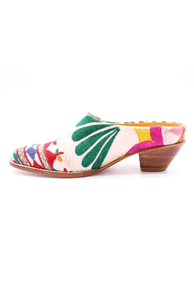 EMBROIDERED PATCHWORK MULES KONSTANZE - sustainably made MOMO NEW YORK sustainable clothing, mules slow fashion