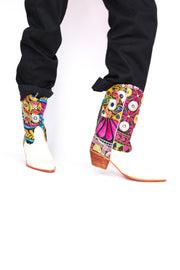 EMBROIDERED PATCHWORK WESTERN BOOTS ANDROMEDA - sustainably made MOMO NEW YORK sustainable clothing, boots slow fashion