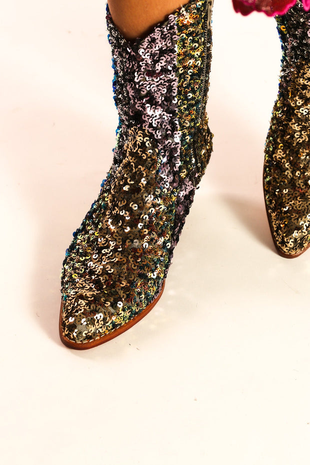 EMBROIDERED SEQUIN BOOTS ASTERIA - sustainably made MOMO NEW YORK sustainable clothing, boots slow fashion