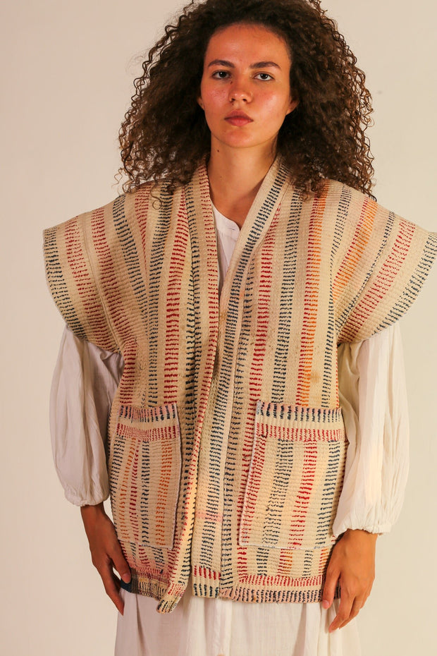 KANTHA VINTAGE QUILT VEST ROMY - sustainably made MOMO NEW YORK sustainable clothing, slow fashion