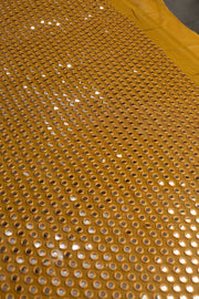 MUSTARD YELLOW EMBROIDERED SILK B32-30 - sustainably made MOMO NEW YORK sustainable clothing, fabric slow fashion