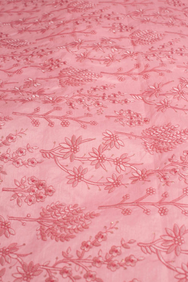 PINK EMBROIDERED SILK B32-14 - sustainably made MOMO NEW YORK sustainable clothing, slow fashion