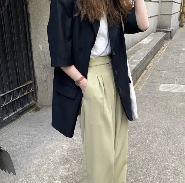 SHORT SLEEVE JACKET BLAZER KERSTIN - sustainably made MOMO NEW YORK sustainable clothing, slow fashion