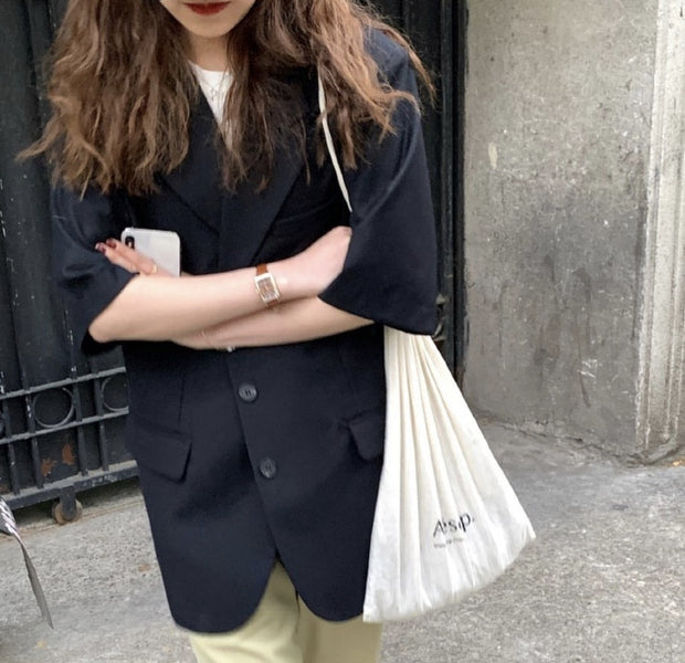 SHORT SLEEVE JACKET BLAZER KERSTIN - sustainably made MOMO NEW YORK sustainable clothing, slow fashion