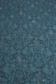 TURQUOISE EMBROIDERED SILK B32-57 - sustainably made MOMO NEW YORK sustainable clothing, fabric slow fashion