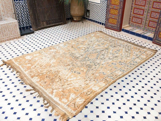 Vintage moroccan rug from Beni mguild, berber handmade area rug - sustainably made MOMO NEW YORK sustainable clothing, rug slow fashion