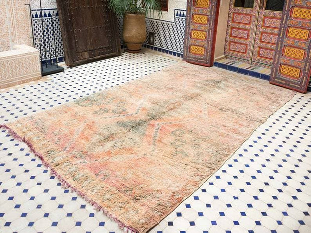 Vintage moroccan rug from Beni mguild, berber handmade area rug - sustainably made MOMO NEW YORK sustainable clothing, rug slow fashion