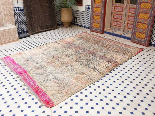 vintage moroccan rug from Beni mguild, berber handmade area rug - sustainably made MOMO NEW YORK sustainable clothing, rug slow fashion